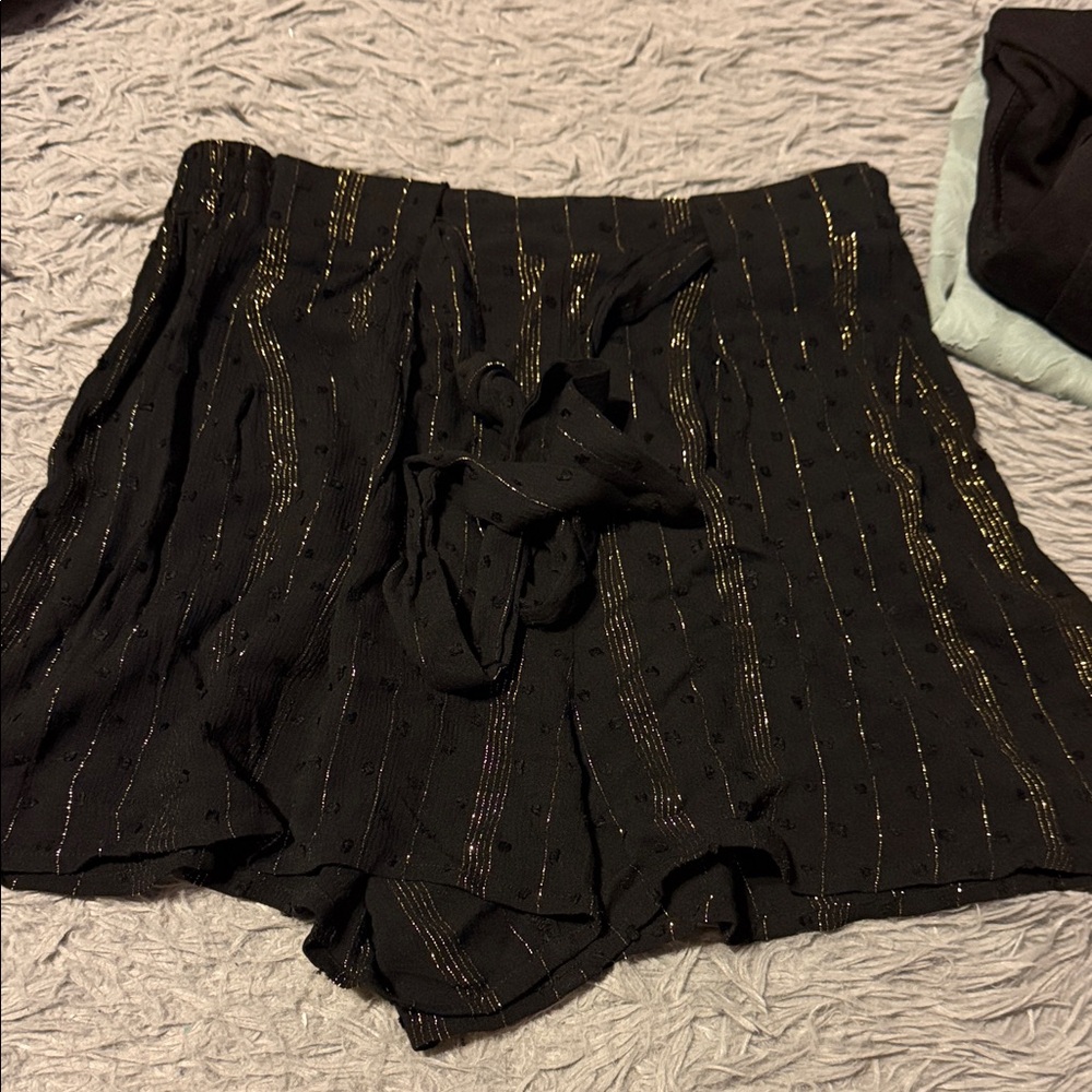 Francesca's Collections Black and Gold Striped Shorts